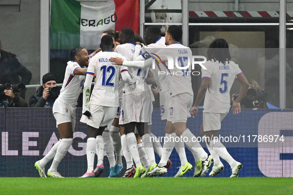 Adrien Rabiot (FRA) celebrates after scoring the goal of 0-1 during the UEFA Nations League Matchday 6 match between Italy and France at the...