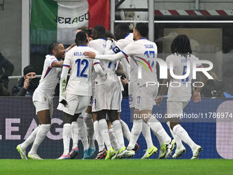 Adrien Rabiot (FRA) celebrates after scoring the goal of 0-1 during the UEFA Nations League Matchday 6 match between Italy and France at the...