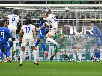 Adrien Rabiot (FRA) scores the goal for 0-1 during the UEFA Nations League Matchday 6 match between Italy and France at the San Siro Stadium...