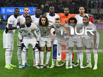 France players pose for a team photo during the UEFA Nations League Matchday 6 match between Italy and France at the San Siro Stadium in Mil...