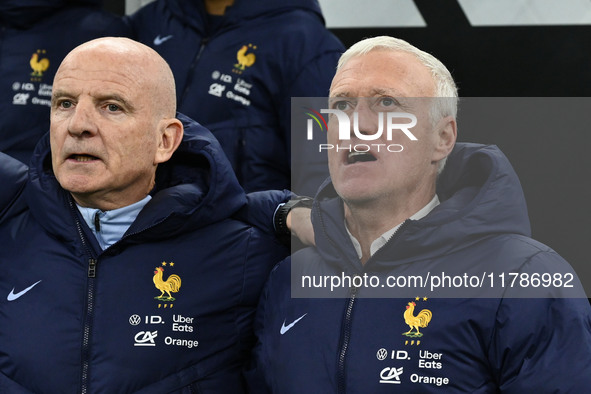 Didier Deschamps coaches France during the UEFA Nations League Matchday 6 match between Italy and France at the San Siro Stadium in Milan, I...