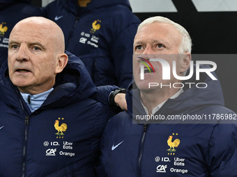 Didier Deschamps coaches France during the UEFA Nations League Matchday 6 match between Italy and France at the San Siro Stadium in Milan, I...