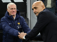 Didier Deschamps, coach of France, and Luciano Spalletti, coach of Italy, are present during the UEFA Nations League Matchday 6 match betwee...