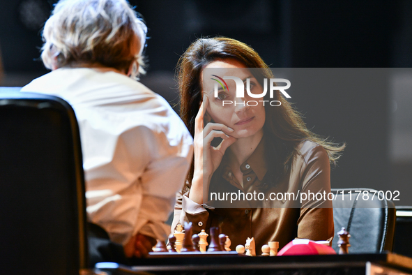 Russian grandmaster Kateryna Lagno plays chess during the 6th TATA Steel Chess India Tournament at Dhono Dhanyo Auditorium in Kolkata, India...