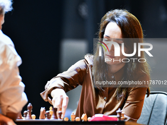 Russian grandmaster Kateryna Lagno plays chess during the 6th TATA Steel Chess India Tournament at Dhono Dhanyo Auditorium in Kolkata, India...