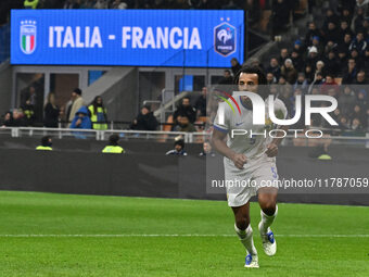 Jules Kounde (FRA) participates in the UEFA Nations League Matchday 6 match between Italy and France at the San Siro Stadium in Milan, Italy...