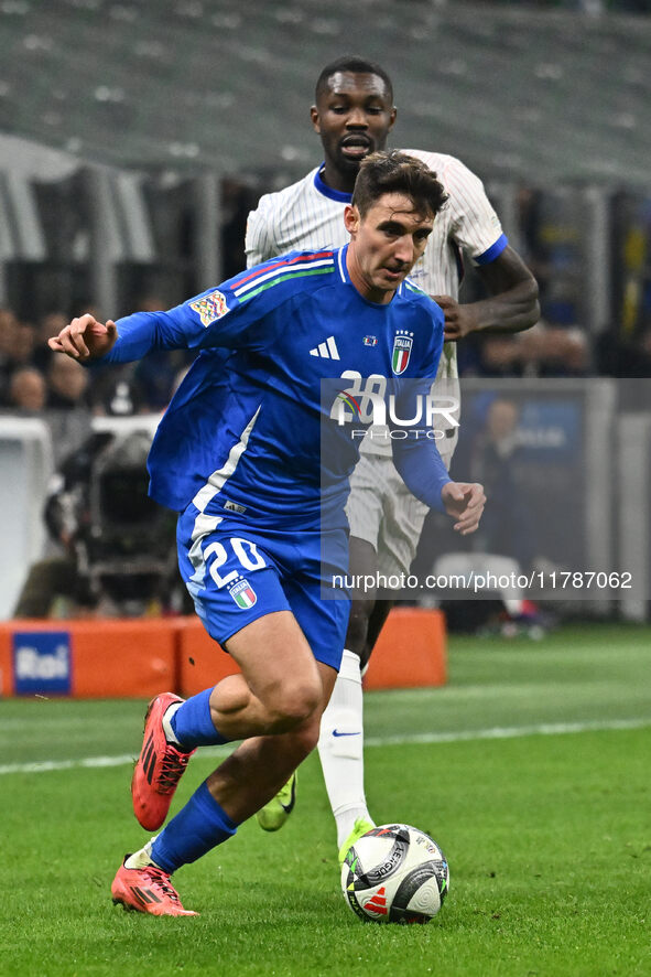 Andrea Cambiaso (ITA) is in action during the UEFA Nations League Matchday 6 match between Italy and France at the San Siro Stadium in Milan...