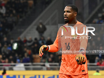 Mike Maignan (FRA) participates in the UEFA Nations League Matchday 6 match between Italy and France at the San Siro Stadium in Milan, Italy...