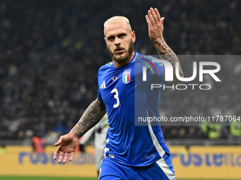 Federico Dimarco (ITA) participates in the UEFA Nations League Matchday 6 match between Italy and France at the San Siro Stadium in Milan, I...