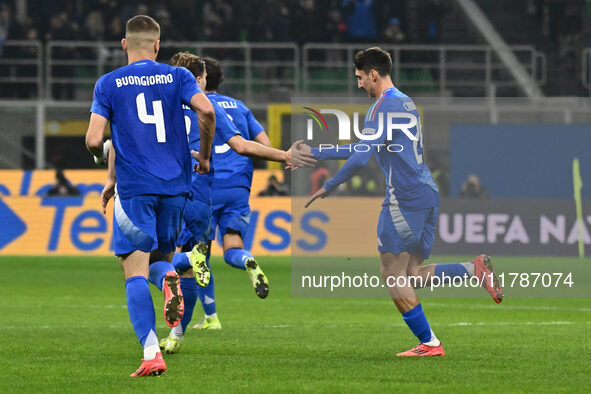 Andrea Cambiaso (ITA) celebrates after scoring the goal of 1-2 during the UEFA Nations League Matchday 6 match between Italy and France at t...