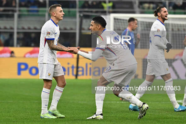 Lucas Digne (FRA) celebrates after scoring the goal to make it 0-2 during the UEFA Nations League Matchday 6 match between Italy and France...