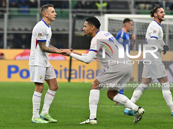 Lucas Digne (FRA) celebrates after scoring the goal to make it 0-2 during the UEFA Nations League Matchday 6 match between Italy and France...