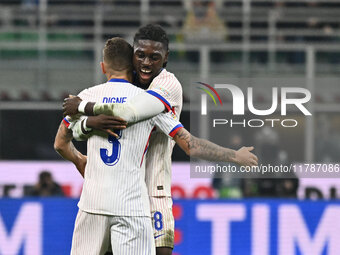 Lucas Digne (FRA) celebrates after scoring the goal to make it 0-2 during the UEFA Nations League Matchday 6 match between Italy and France...