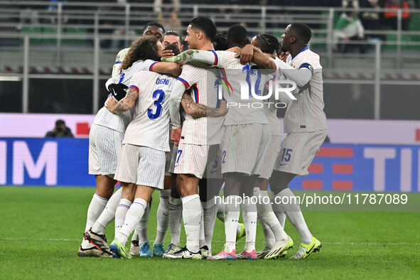 Lucas Digne (FRA) celebrates after scoring the goal to make it 0-2 during the UEFA Nations League Matchday 6 match between Italy and France...