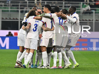 Lucas Digne (FRA) celebrates after scoring the goal to make it 0-2 during the UEFA Nations League Matchday 6 match between Italy and France...