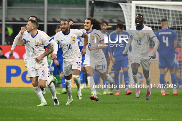 Lucas Digne (FRA) celebrates after scoring the goal to make it 0-2 during the UEFA Nations League Matchday 6 match between Italy and France...