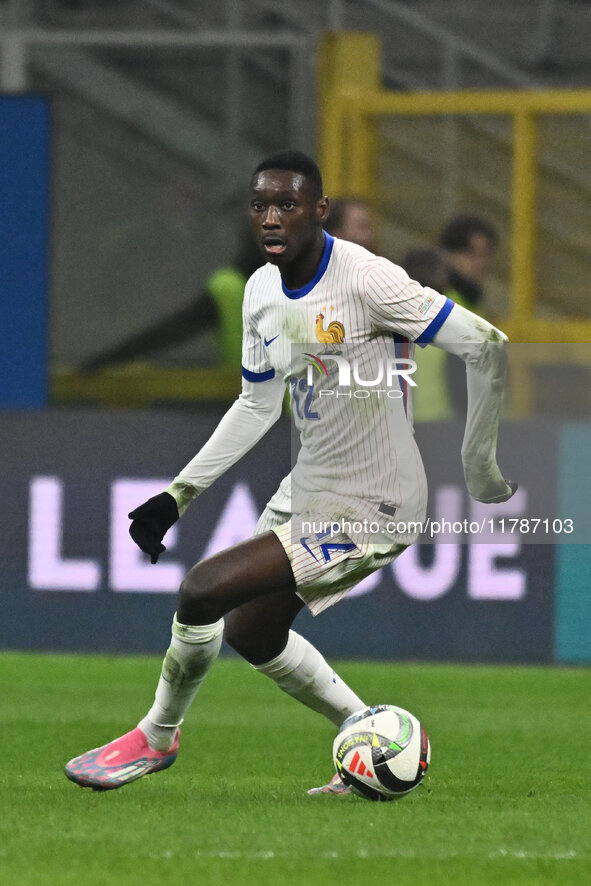 Randal Kolo Muani (FRA) is in action during the UEFA Nations League Matchday 6 match between Italy and France at the San Siro Stadium in Mil...