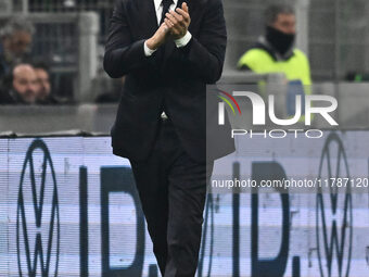 Luciano Spalletti coaches Italy during the UEFA Nations League Matchday 6 match between Italy and France at the San Siro Stadium in Milan, I...