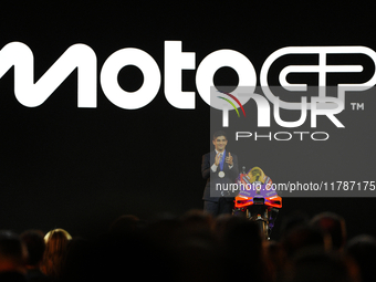 Jorge Martin (89) of Spain and Prima Pramac Racing Ducati during the MotoGP Awards after the race of the Motul Solidarity Grand Prix of Barc...