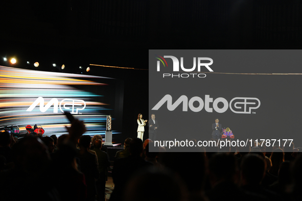 Jorge Martin (89) of Spain and Prima Pramac Racing Ducati during the MotoGP Awards after the race of the Motul Solidarity Grand Prix of Barc...