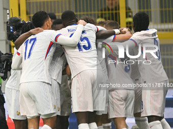 Adrien Rabiot of France celebrates after a goal during the Group A2 - UEFA Nations League 2024 match between Italy and France in Milan, Ital...