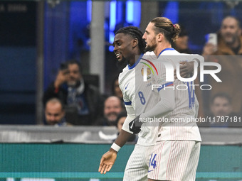 Adrien Rabiot of France celebrates after a goal during the Group A2 - UEFA Nations League 2024 match between Italy and France in Milan, Ital...