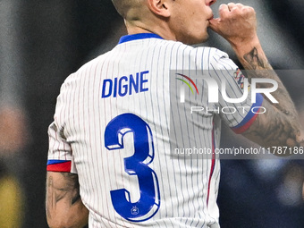 Lucas Digne of France celebrates after a goal during the Group A2 - UEFA Nations League 2024 match between Italy and France in Milan, Italy,...