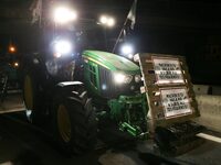 French farmers drive their tractors on the RN118 road at the start of a nationwide protest against the EU-Mercosur agreement, with farmers f...