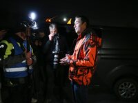 A farmer speaks with the press on the RN118 road at the start of a nationwide protest against the EU-Mercosur agreement, with farmers feelin...