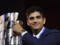 Jorge Martin (89) of Spain and Prima Pramac Racing Ducati during the MotoGP Awards after the race of the Motul Solidarity Grand Prix of Barc...