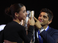 Jorge Martin (89) of Spain and Prima Pramac Racing Ducati during the MotoGP Awards after the race of the Motul Solidarity Grand Prix of Barc...