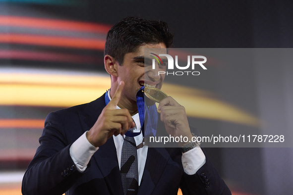 Jorge Martin (89) of Spain and Prima Pramac Racing Ducati during the MotoGP Awards after the race of the Motul Solidarity Grand Prix of Barc...