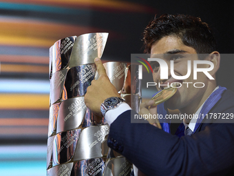 Jorge Martin (89) of Spain and Prima Pramac Racing Ducati during the MotoGP Awards after the race of the Motul Solidarity Grand Prix of Barc...