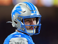 DETROIT,MICHIGAN-NOVEMBER17:  Long snapper Hogan Hatten (49) of the Detroit Lions looks on from the sidelines during a game between the Detr...