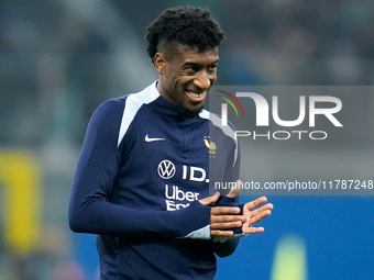 Kingsley Coman of France smiles during the UEFA Nations League 2024/25 League A Group 2 match between Italy and France at Stadio Giuseppe Me...