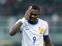 Marcus Thuram of France reacts during the UEFA Nations League 2024/25 League A Group 2 match between Italy and France at Stadio Giuseppe Mea...