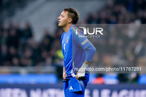 Mateo Retegui of Italy looks on during the UEFA Nations League 2024/25 League A Group 2 match between Italy and France at Stadio Giuseppe Me...