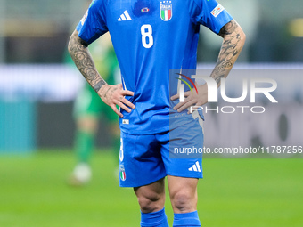 Sandro Tonali of Italy looks on during the UEFA Nations League 2024/25 League A Group 2 match between Italy and France at Stadio Giuseppe Me...