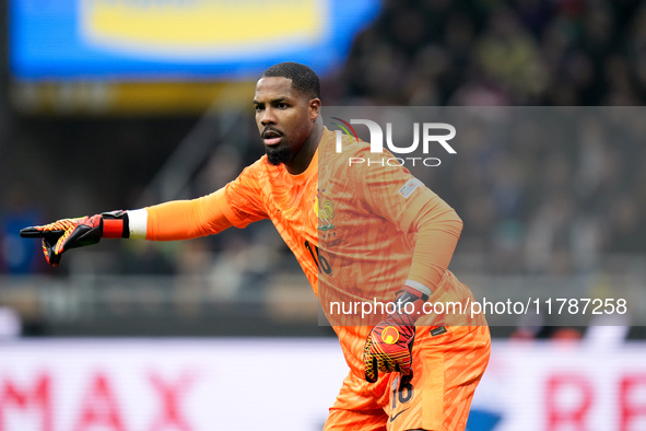 Mike Maignan of France gestures during the UEFA Nations League 2024/25 League A Group 2 match between Italy and France at Stadio Giuseppe Me...