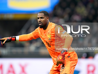 Mike Maignan of France gestures during the UEFA Nations League 2024/25 League A Group 2 match between Italy and France at Stadio Giuseppe Me...