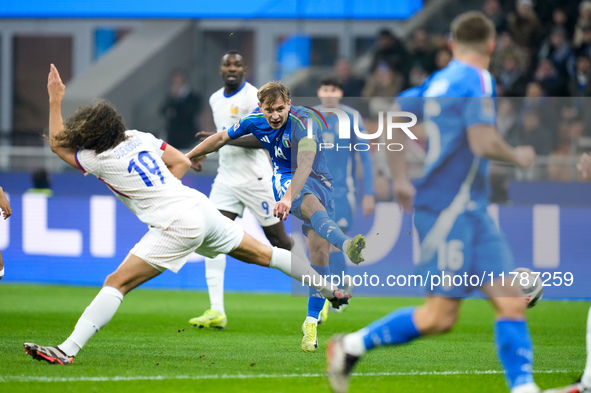 Nicolo' Barella of Italy during the UEFA Nations League 2024/25 League A Group 2 match between Italy and France at Stadio Giuseppe Meazza on...