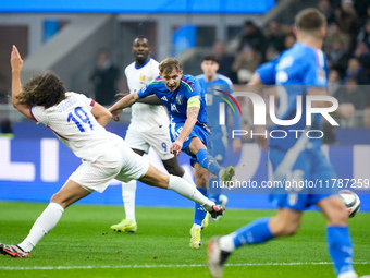 Nicolo' Barella of Italy during the UEFA Nations League 2024/25 League A Group 2 match between Italy and France at Stadio Giuseppe Meazza on...