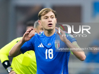 Nicolo' Barella of Italy looks dejected during the UEFA Nations League 2024/25 League A Group 2 match between Italy and France at Stadio Giu...