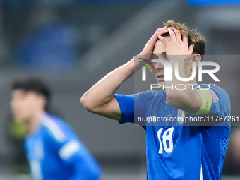 Nicolo' Barella of Italy looks dejected during the UEFA Nations League 2024/25 League A Group 2 match between Italy and France at Stadio Giu...