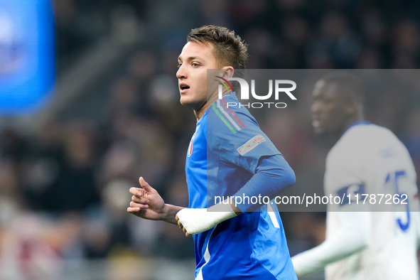 Mateo Retegui of Italy looks on during the UEFA Nations League 2024/25 League A Group 2 match between Italy and France at Stadio Giuseppe Me...