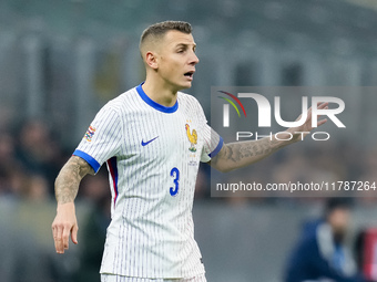 Lucas Digne of France looks on during the UEFA Nations League 2024/25 League A Group 2 match between Italy and France at Stadio Giuseppe Mea...