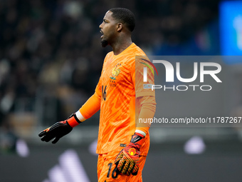 Mike Maignan of France gestures during the UEFA Nations League 2024/25 League A Group 2 match between Italy and France at Stadio Giuseppe Me...