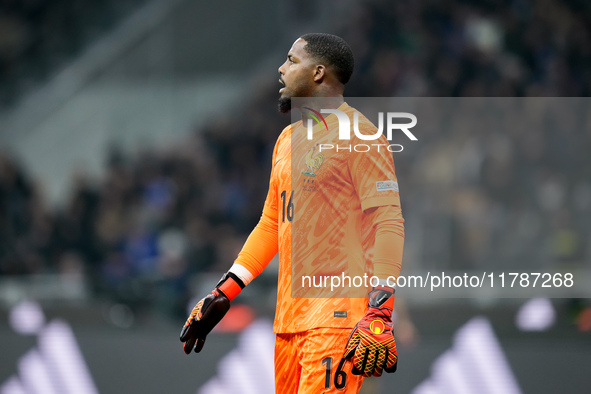 Mike Maignan of France gestures during the UEFA Nations League 2024/25 League A Group 2 match between Italy and France at Stadio Giuseppe Me...