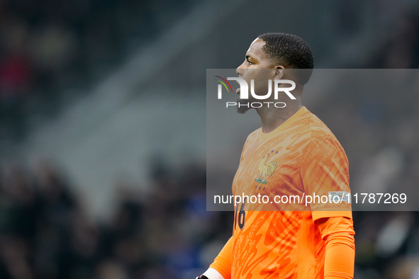 Mike Maignan of France looks on during the UEFA Nations League 2024/25 League A Group 2 match between Italy and France at Stadio Giuseppe Me...