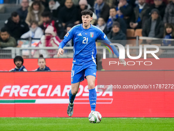 Alessandro Bastoni of Italy during the UEFA Nations League 2024/25 League A Group 2 match between Italy and France at Stadio Giuseppe Meazza...